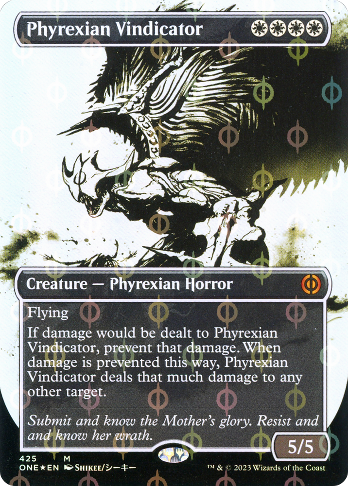 Vindicador pirexiano (lámina de paso y compleat de icor sin fronteras) [Phyrexia: All Will Be One] 