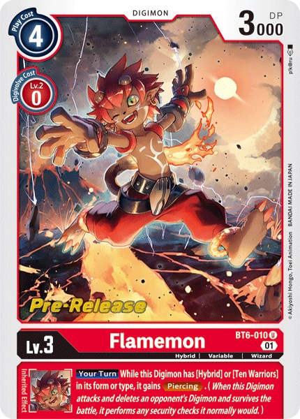 Flamemon [BT6-010] [Tarjetas de prelanzamiento de doble diamante] 
