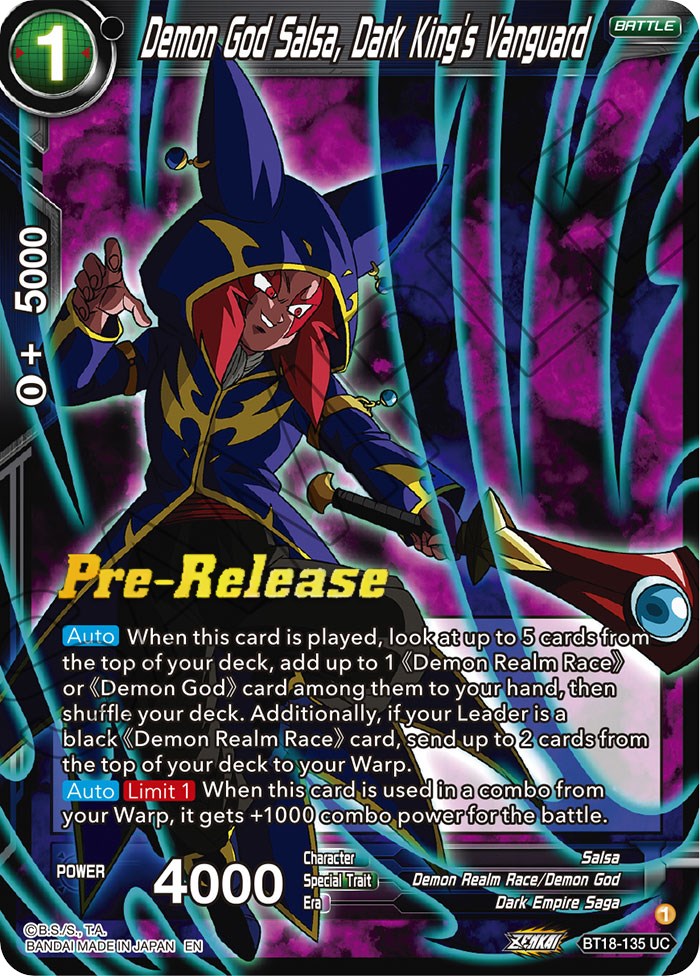 Demon God Salsa, Vanguardia del Rey Oscuro (BT18-135) [Promociones de presentación de Dawn of the Z-Legends] 
