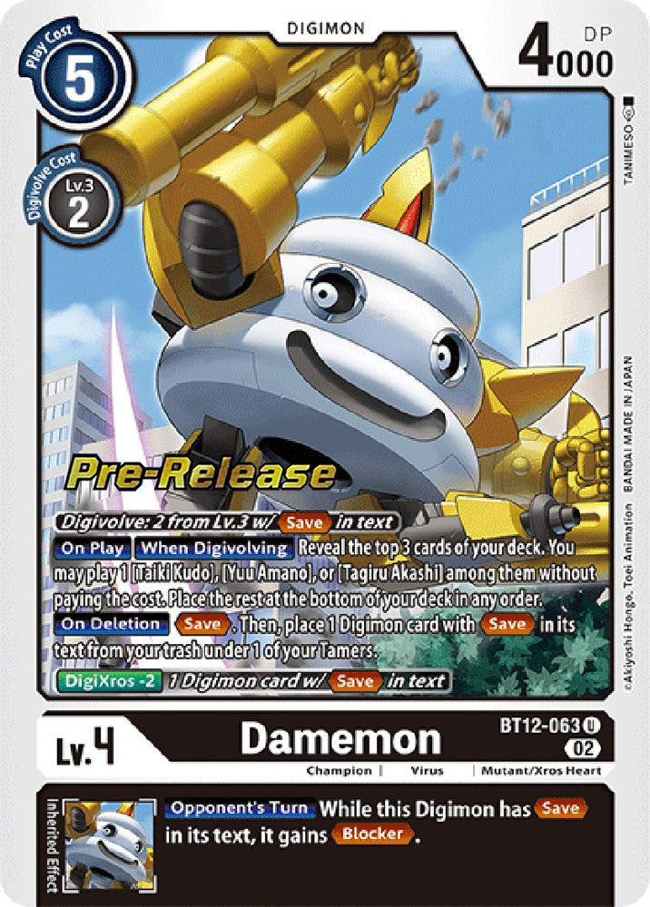 Damemon [BT12-063] [Tarjetas de prelanzamiento a través del tiempo] 