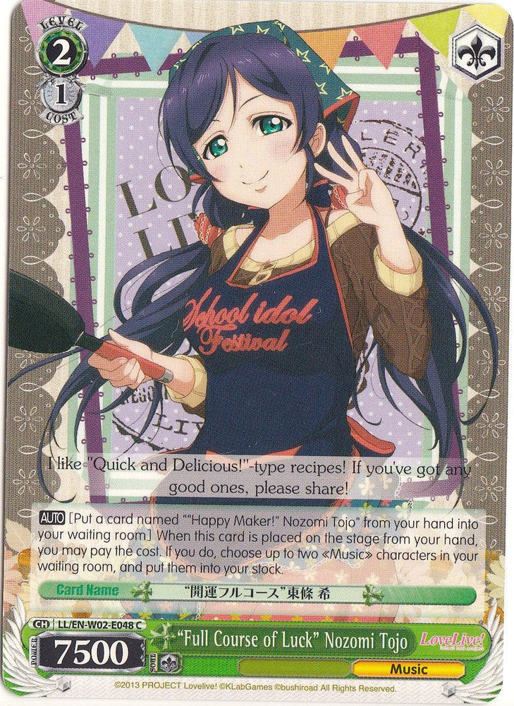 "Full Course of Luck" Nozomi Tojo (LL/EN-W02-E048 C) [Love Live! DX Vol.2] - Blue Jay's Cauldron