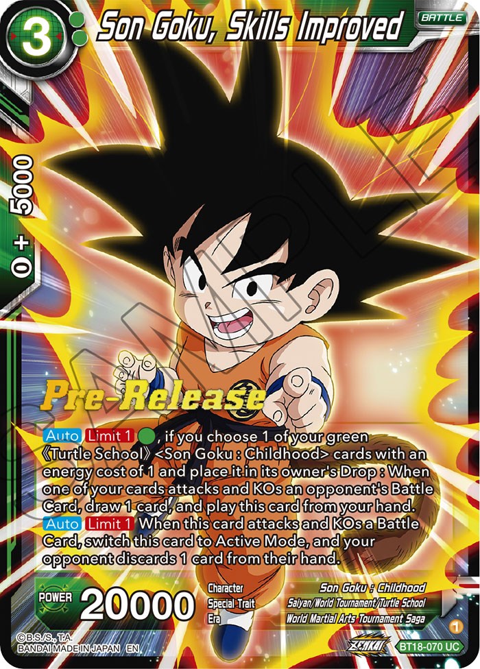 Son Goku, habilidades mejoradas (BT18-070) [Promociones de presentación de Dawn of the Z-Legends] 