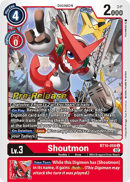 Shoutmon [BT10-008] [Tarjetas de prelanzamiento de encuentro Xros] 