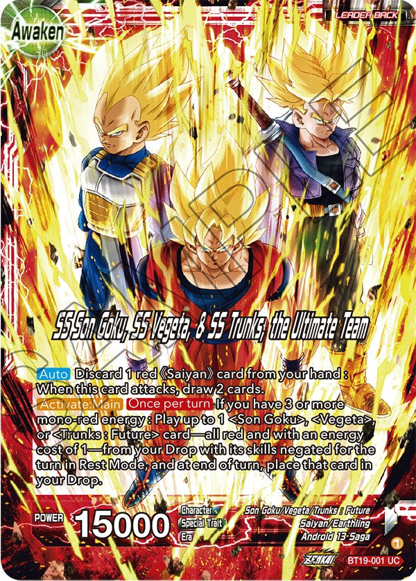 Son Goku, Vegeta y Trunks // SS Son Goku, SS Vegeta y SS Trunks, el equipo definitivo (BT19-001) [La ambición del luchador] 