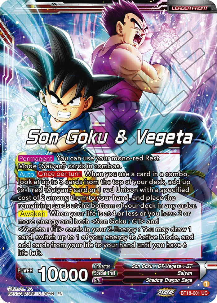 Son Goku y Vegeta // SS4 Son Goku y SS4 Vegeta, juntos (BT18-001) [Promociones de presentación de Dawn of the Z-Legends] 