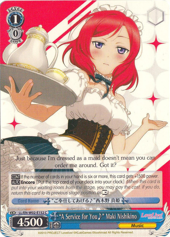 "A Service for You~" Maki Nishikino (LL/EN-W02-E152 C) [Love Live! DX Vol.2] - Blue Jay's Cauldron