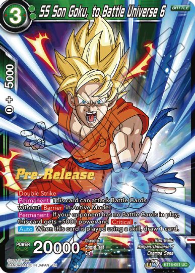 SS Son Goku, para luchar contra el Universo 6 (BT16-051) [Promociones de presentación del Reino de los Dioses] 