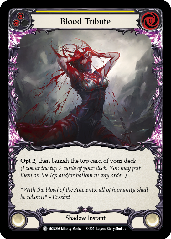 Blood Tribute (Amarillo) [MON216-RF] (Monarch) 1.ª edición Rainbow Foil 