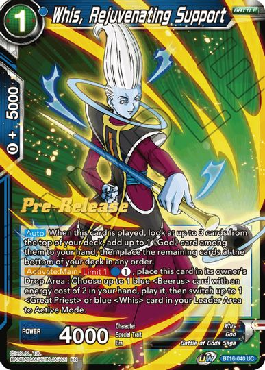 Whis, soporte rejuvenecedor (BT16-040) [Promociones de presentación de Realm of the Gods] 