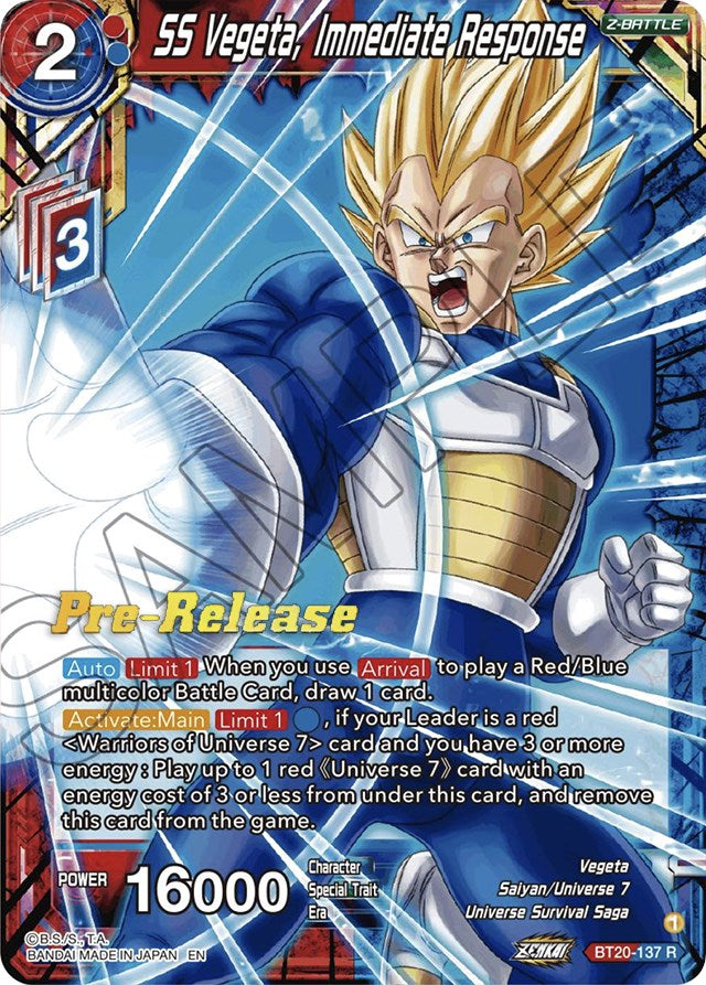 SS Vegeta, respuesta inmediata (BT20-137) [Promociones de presentación con absorción de poder] 