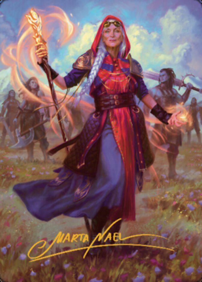 Tarjeta artística Jaya, Fiery Negotiator 1 (firma estampada en oro) [Serie de arte Dominaria United] 