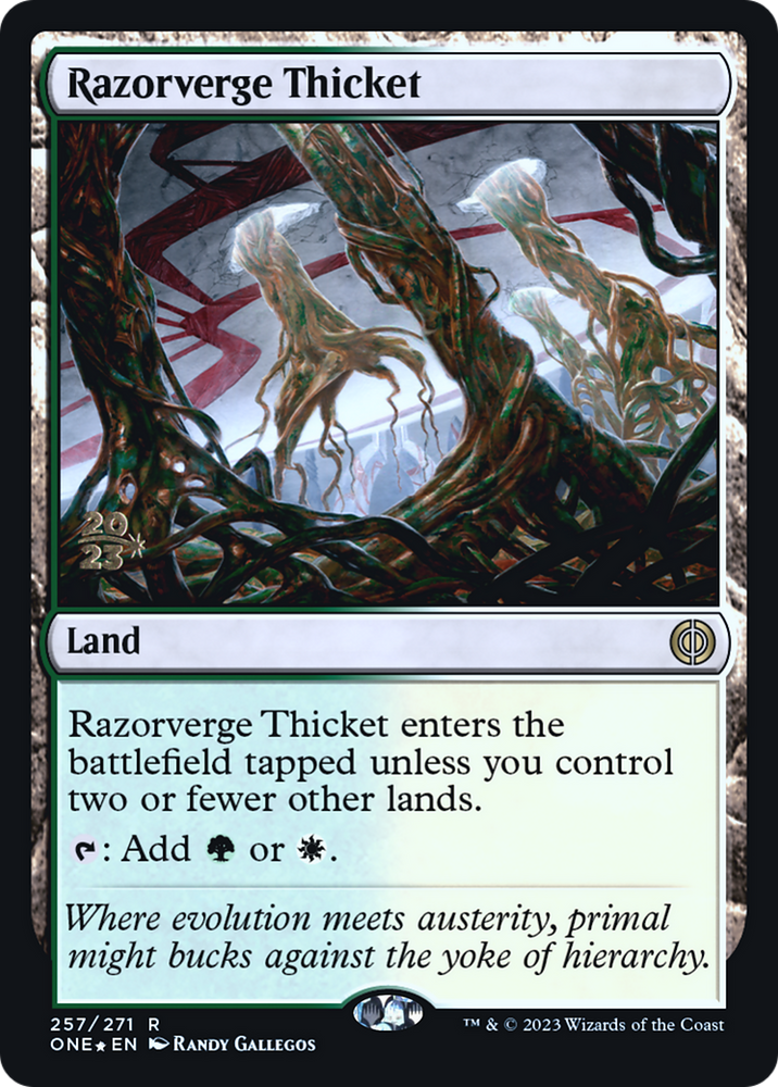 Razorverge Thicket [Phyrexia: Promociones de presentación de All Will Be One] 