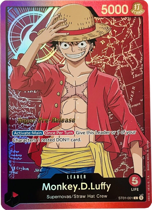 Monkey.D.Luffy (001) [Súper mazo inicial de prelanzamiento: Equipo de Sombrero de Paja] 