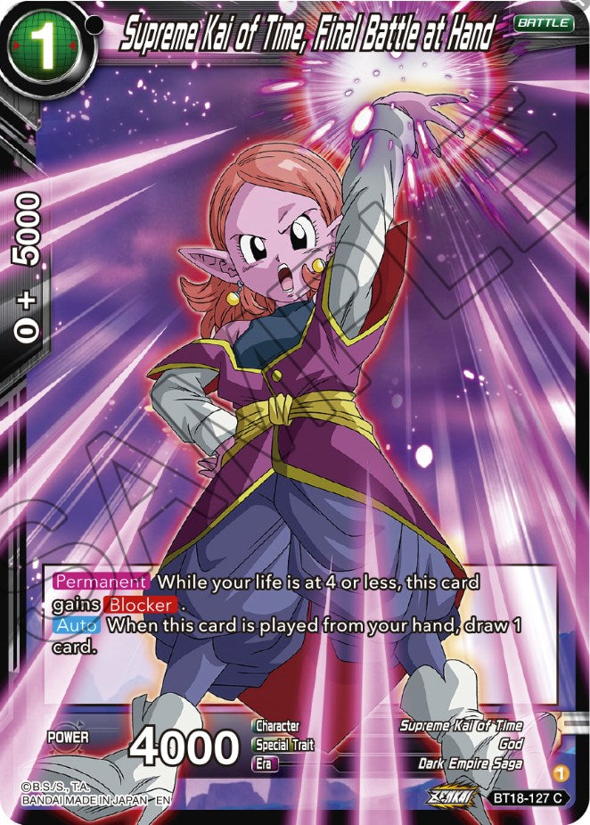 Kai Supremo del Tiempo, Batalla final a la mano (BT18-127) [Dawn of the Z-Legends] 
