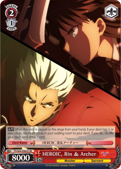 HEROIC, Rin & Archer (FS/S64-E063S SR) [Fate/Stay Night [Heaven's Feel]]