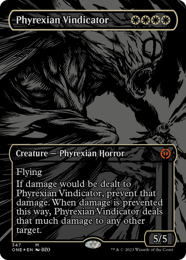 Vindicador pirexiano (lámina elevada manchada de aceite) [Phyrexia: Todos serán uno] 