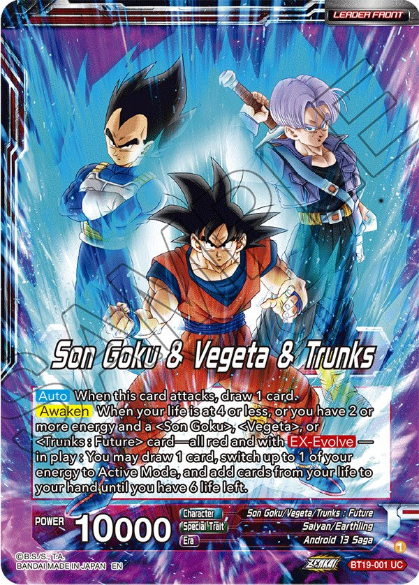 Son Goku, Vegeta y Trunks // SS Son Goku, SS Vegeta y SS Trunks, el equipo definitivo (BT19-001) [La ambición del luchador] 