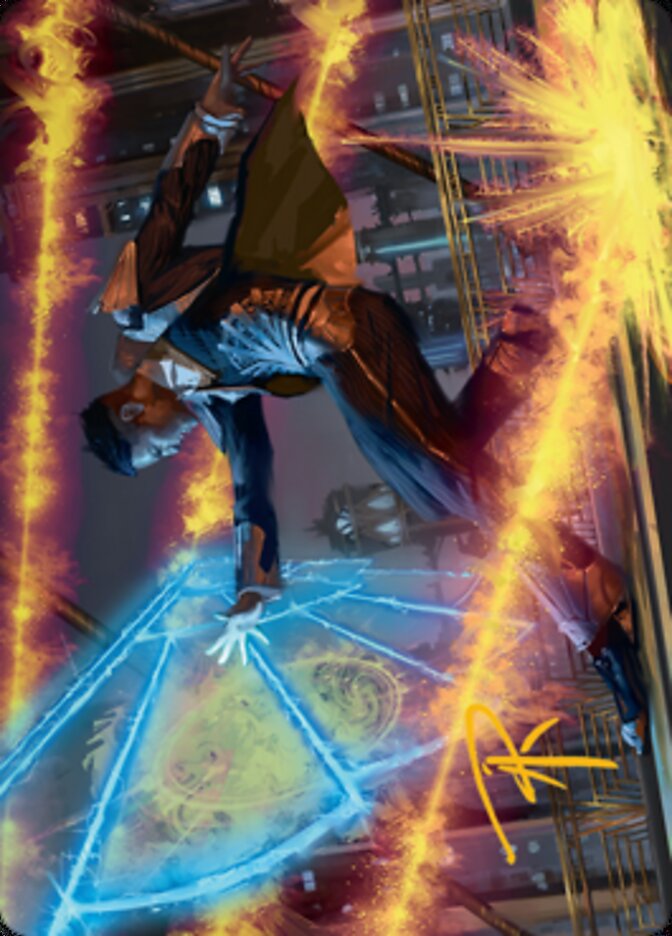 Tarjeta artística del agente Wingshield (firma estampada en oro) [Streets of New Capenna Art Series] 