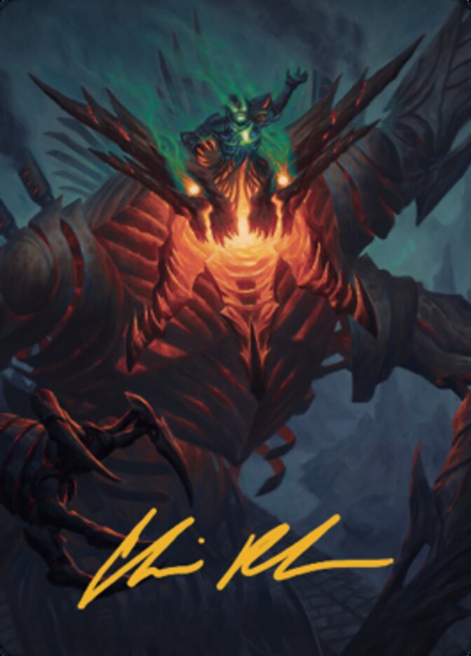 Tarjeta de arte Mishra, Lost to Phyrexia (firma estampada en oro) [Serie de arte de guerra de los hermanos] 