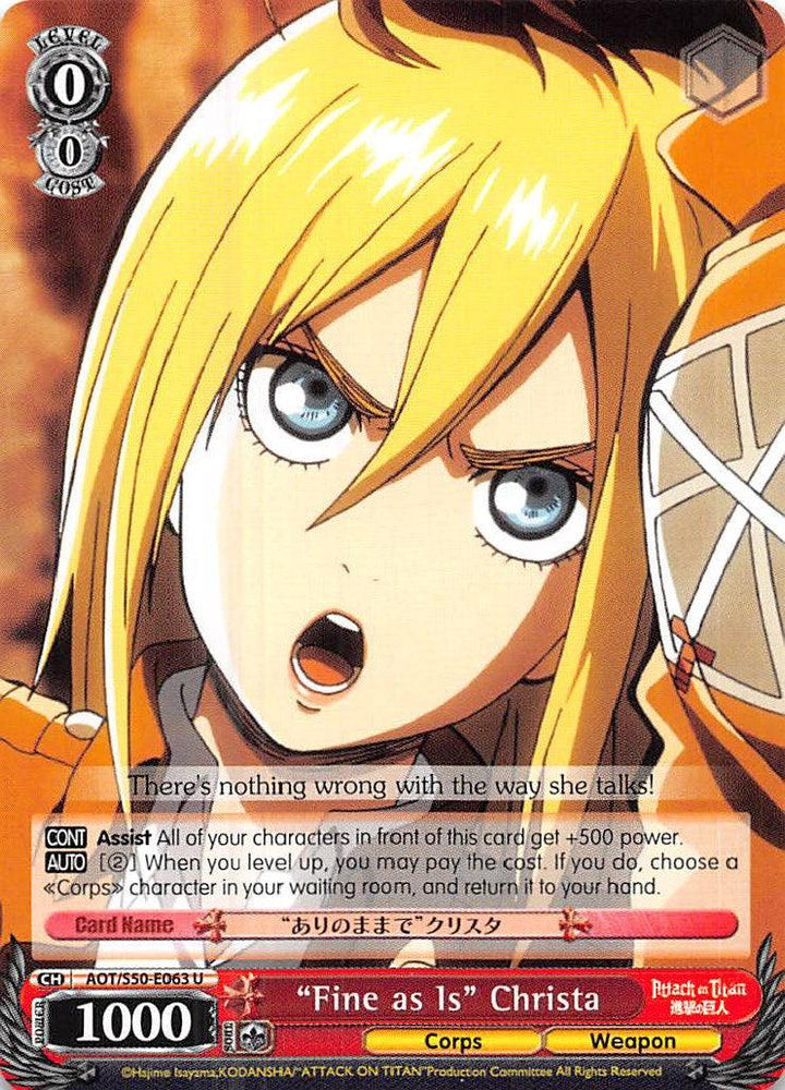 "Fine as Is" Christa (AOT/S50-E063 U) [Attack on Titan Vol. 2] - Blue Jay's Cauldron