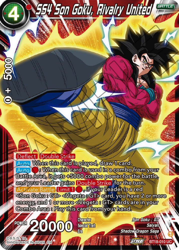 SS4 Son Goku, Rivalry United (BT18-010) [El amanecer de las Leyendas Z] 